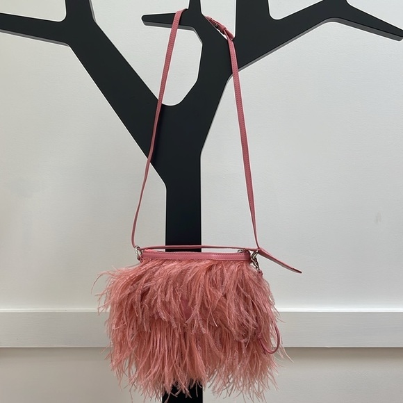 MARQUES ALMEIDA Pink Ostrich Feather and Leather purse bag NEW - Picture 2 of 12